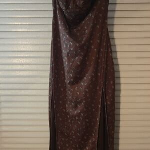 SHEIN Brown Floral Maxi Dress